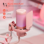 FEELWORLD VM1 Pink Gaming PC USB Microphone Condenser Mic - Image 5