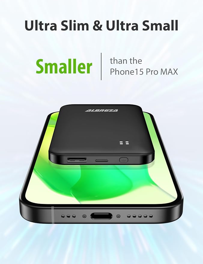 Alongza Portable Charger Built-in Cables and AC Wall Plug, Slim Fast Charging - Image 4