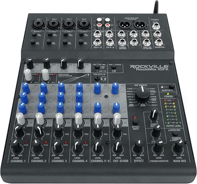 Rockville ROCKMIX 10FX 10-Channel Mixer, USB Recording Interface, Digital - Image 2