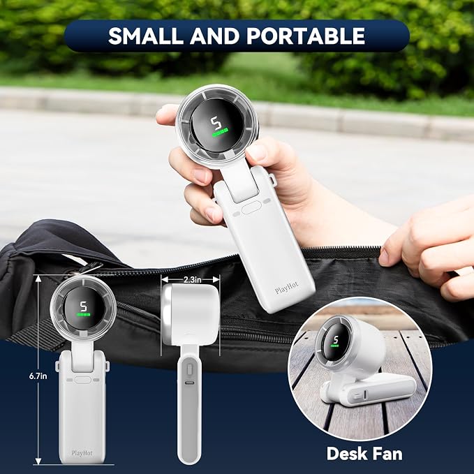 Portable Handheld Turbo Fan, 5 Gear Wind, Battery Operated, 3 IN 1 Hand Fans - Image 5