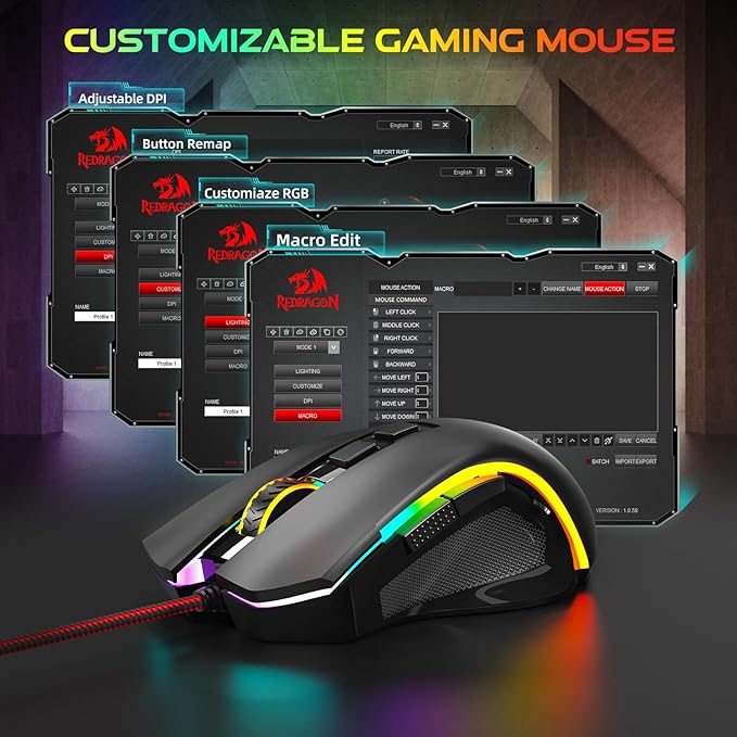 Redragon M602 Gaming Mouse, Ergonomic RGB Gaming Mouse Wired - Image 6