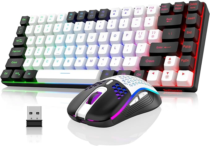RedThunder K84 Wireless Keyboard and Mouse Combo, LED Rainbow Backlit by RedThunder