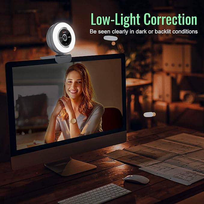 Angetube Streaming Webcam with Microphone: 1080P 60FPS USB Web Cam with Ring - Image 7