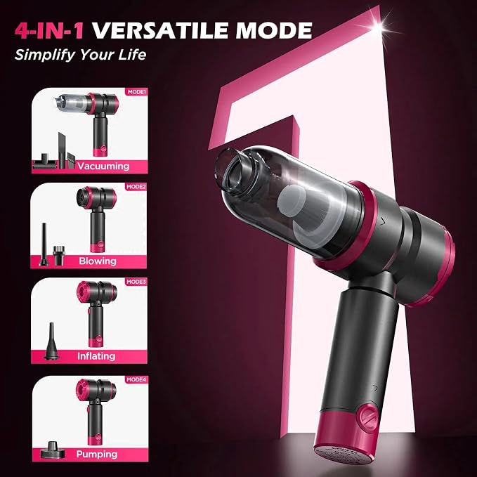 Handheld Car Vacuum with 15000PA Power, 4 in 1 Small Powerful Cordless Vacuum - Image 3