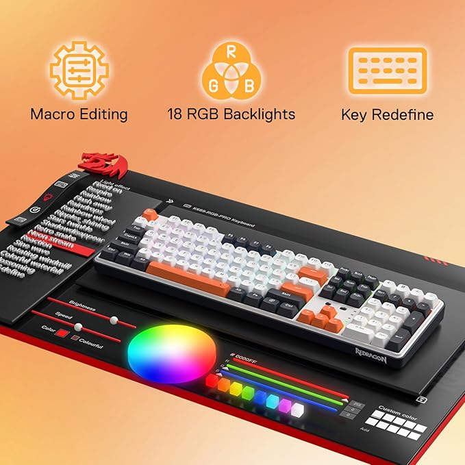 Redragon K689 PRO Wireless Gasket RGB Gaming Keyboard, 108 Keys Mechanical - Image 8
