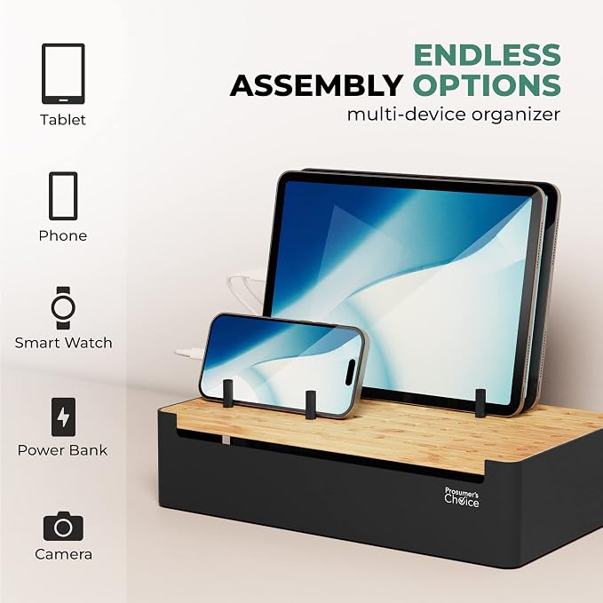 Prosumer's Choice Black Wooden Charging Station Organizer - Image 3