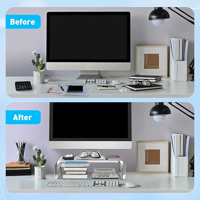 AboveTEK Acrylic Monitor Stand – Clear Monitor Riser & Computer Desk Stand - Image 4