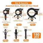 180Pcs Wire Loom Clips for Car Push Mount Zip Ties Assorted Sizes Automotive - Image 2