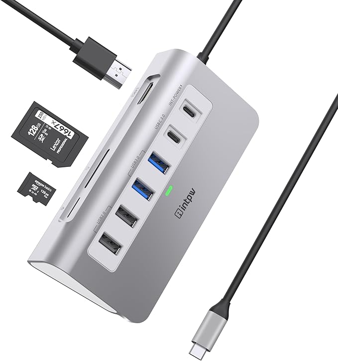USB C Hub, intpw 9-in-1 USB Hub by intpw