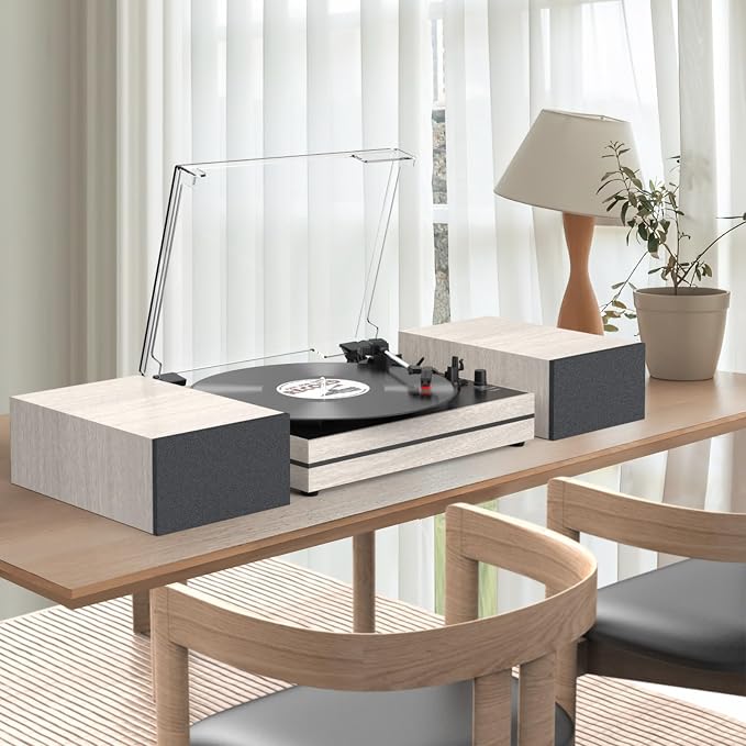 Record Player for Vinyl with External Speakers, Belt-Drive Turntable with Dual - Image 7