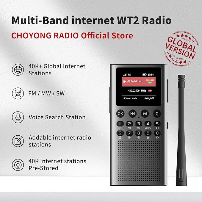 Choyong WT2 Multi-Band Smart Internet Radio WIFI/4G, and Portable Shortwave - Image 10