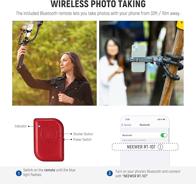 NEEWER T91 Flexible Tripod for iPhone Mini Cellphone Tripod Stand for Vlog - Image 5