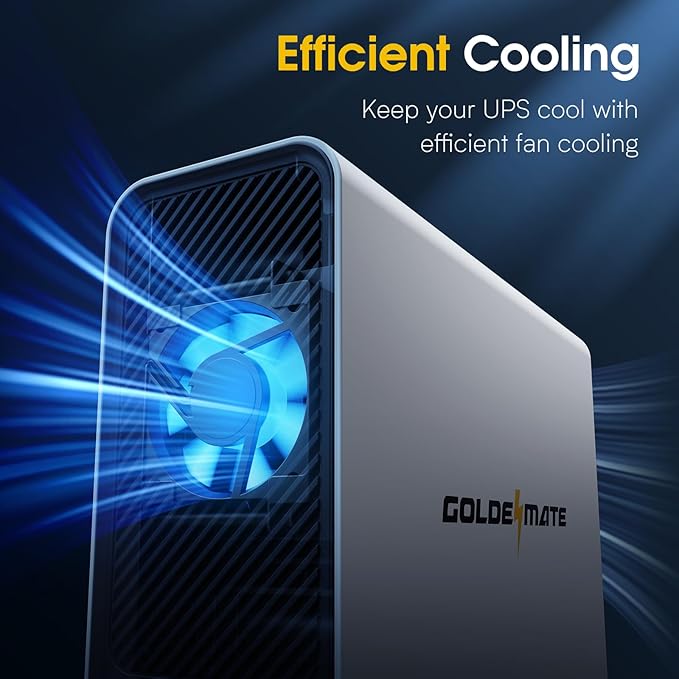 GOLDENMATE 1000VA/600W Lithium UPS Battery Backup and Surge Protector, Sinewave - Image 9