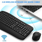 Wireless Keyboard and Mouse Combo, EDJO 2.4G Full-Sized Ergonomic Computer - Image 2