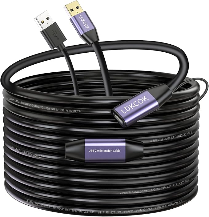 LDKCOK USB 2.0 Type A Male to A Female Active Repeater Extension Cable 60ft by LDKCOK