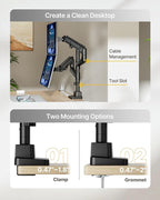 monTEK Dual Monitor Arm for up to 57" and 59.4 lbs Ultrawide Screen, Aluminum - Image 6