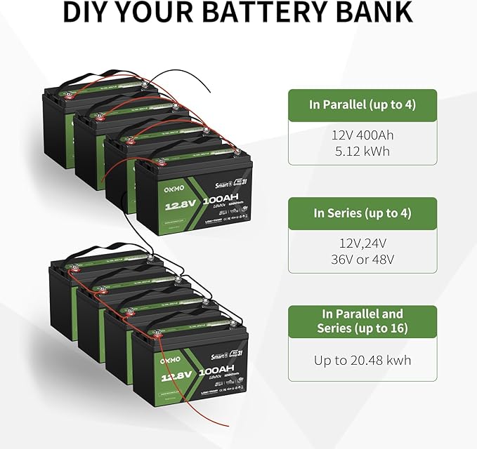 OKMO 12V 100Ah LiFePO4 Battery, Lithium Battery 100A BMS, 10 Years Lifetime - Image 8
