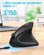 Lekvey Ergonomic Mouse, Vertical Wireless Mouse: Rechargeable Optical Carpal - Image 4