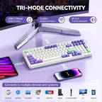 TECKNET Mechanical Keyboard, Tri-Mode BT5.0/2.4GHz/USB-C Hot Swappable Creamy - Image 3
