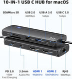 Selore Docking Station for MacBook Pro Air Windows, 10 in 1 Dual HDMI Adapter - Image 2