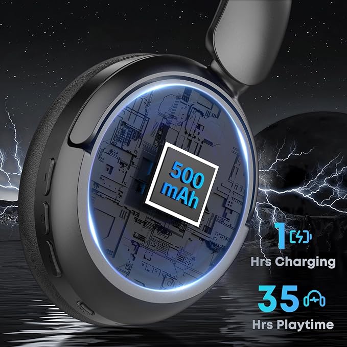 Bluetooth Headphones with Active Noise Cancelling, Wireless Over Ear Bluetooth - Image 4