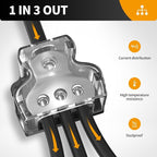 3 Way Power Distribution Block Car Audio Splitter 1 x 0 Gauge in / 3 x 4 Gauge - Image 5
