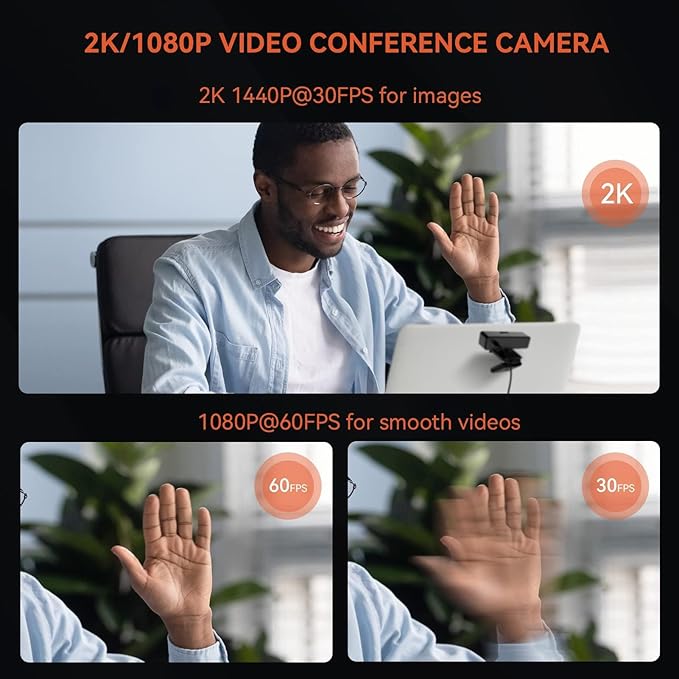NUROUM V11 2K Webcam for PC, 1080P 60FPS USB Web Camera - Image 4