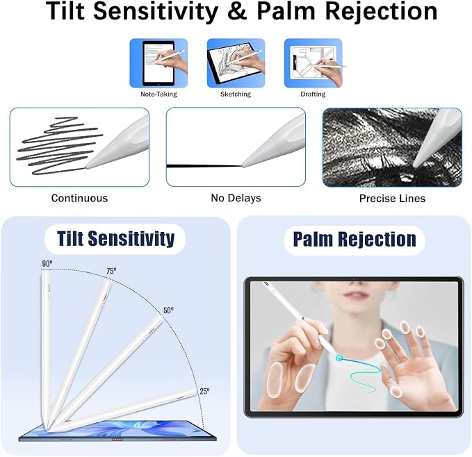 【2Pack】 Stylus Pencil for iPad 2018-2025 A16 11/10/9/8/7/6, iPad mini A17 - Image 4
