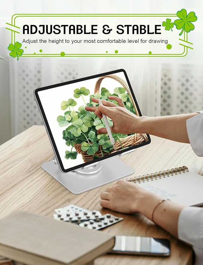 Tablet Stand for iPad, 360° Rotating Desktop Holder - Image 5