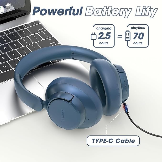 BERIBES Upgraded Hybrid Active Noise Cancelling Wireless Headphones - Image 3
