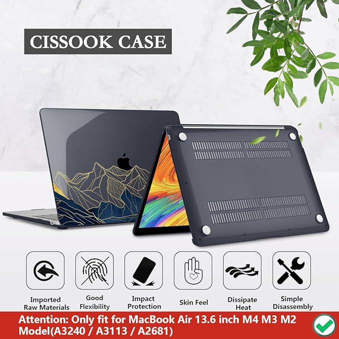CISSOOK Compatible with MacBook Air 13.6 Inch Case A3240 A3113 A2681, Laptop - Image 6