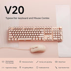EWEADN Wired Typewriter Keyboard and Mouse Combo, Typewriter Style Mechanical - Image 2