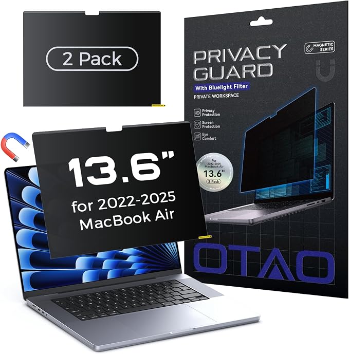 Magnetic Privacy Screen for MacBook Air 13 & 13.6 Inch, Removable Washable - Image 8