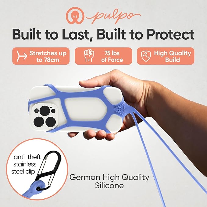 Pulpo Safety Cell Phone Lanyard Lavender Fits Smartphones 6.1" to 6.8” - Image 5