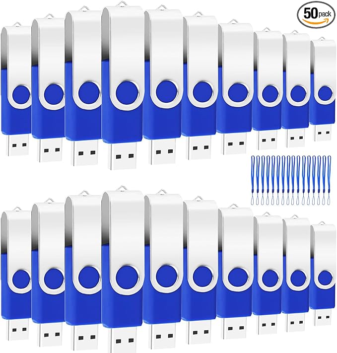 USB 8GB Bulk Flash Drives 50 Pack, EASTBULL USB 2.0 Swivel Thumb Drives Pack by EASTBULL