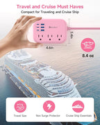 6 USB Pink Power Strip- 5Ft Extension Cord - Image 4