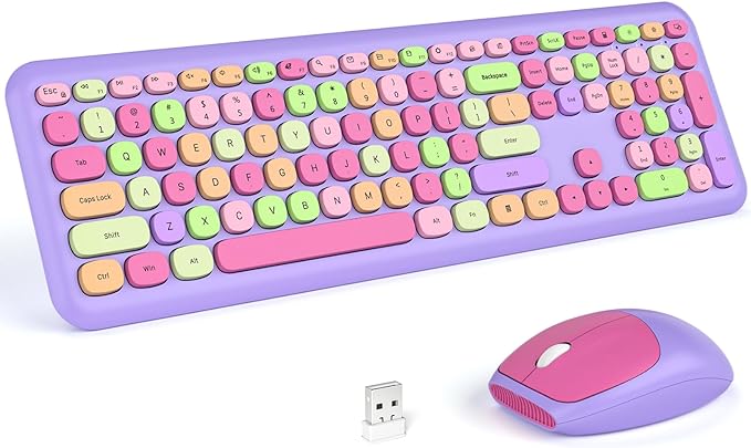 KNOWSQT Wireless Keyboard and Mouse Combo, Pale Purple Full-Sized 2.4G Silent by KNOWSQTKeyboardMouse