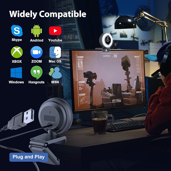 Zoomable Webcam with Remote Control, 1080P 60FPS Streaming Webcam with - Image 9