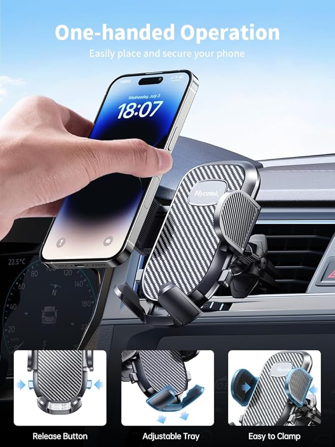 Nycetek 2025 Upgraded Car Vent Phone Mount 360° Rotation, Universal Cellphone - Image 6