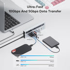 Powered USB C Hub, PULWTOP 9-in-1 USB-Hub suppprt 10Gbps & PD 45W Max Charging - Image 3
