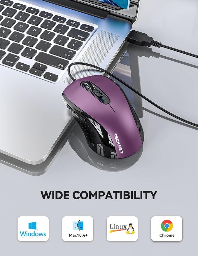 TECKNET USB Wired Mouse, 3600DPI Corded Computer Mouse - Image 6