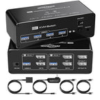 DEMEXBOOK Dual Monitor DisplayPort KVM Switch 2 Monitors 2 Computers 8K@60Hz by DemexBook
