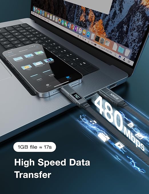 4 in 1 USB C Cable with Wattage Display, 140W Flat Nylon Braided Multi Charge - Image 6