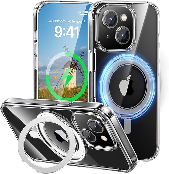 MAGIC JOHN for iPhone 15 Case 360° Rotatable Magnetic Invisible Stand, Fit for by MAGICJOHN