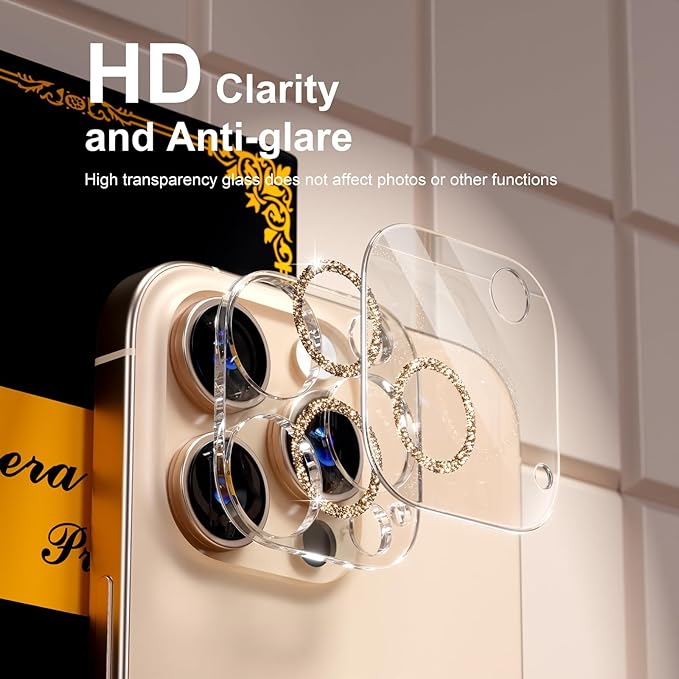 beuxece for 6 Pack iPhone 15 Pro/iPhone 15 Pro Max Camera Lens Protector 9H - Image 6