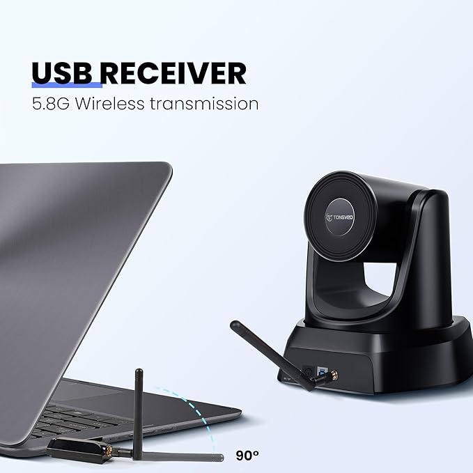 5.8GHz Wireless Conference Room Camera System | 3X 60fps PTZ Camera - Image 2