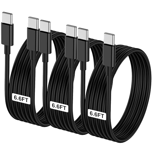 3-Pack Black 6.6FT 60W USB C to USB C Cable, Type C to Type C Cable, Fast by LOFPYE