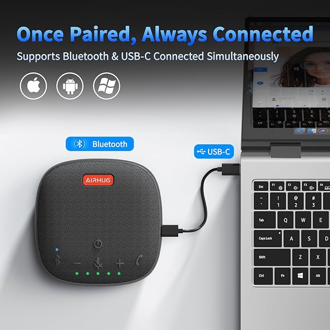 AIRHUG Conference Speaker and Microphone, Advanced Noise Reduction, USB-C Plug - Image 3