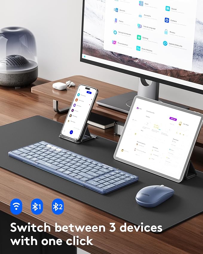 Foldable Keyboard and Mouse, Samsers Folding Bluetooth Keyboard Combo, 2.4G + - Image 2