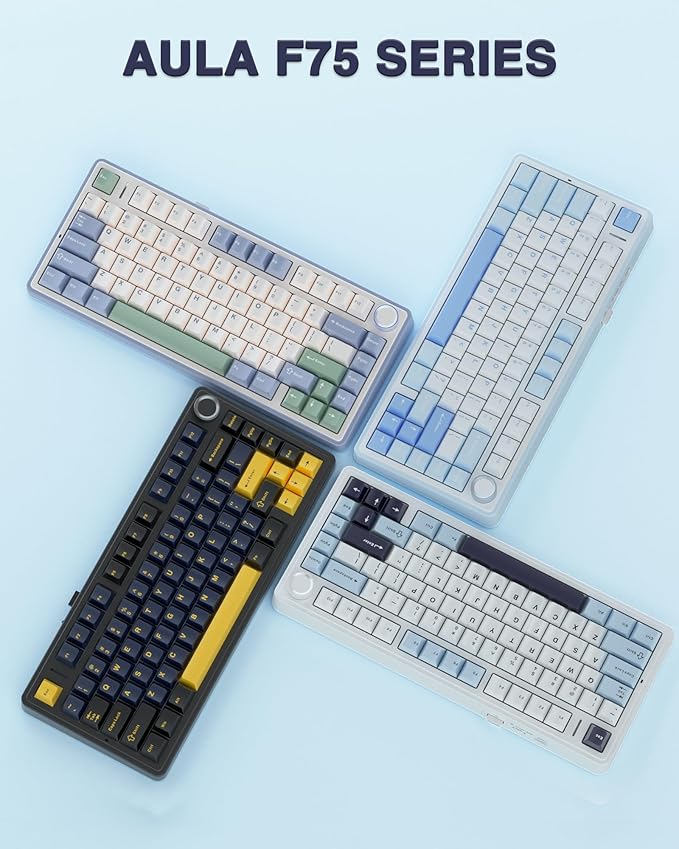AULA F75 75% Wireless Mechanical Keyboard, Hot Swappable Creamy Keyboard - Image 9